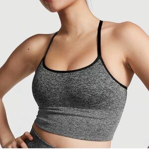 Victoria's Secret PINK Seamless Longline Sports Bra Gray Size Large